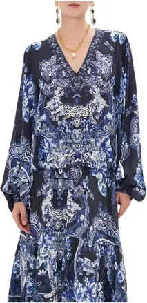 Camilla Mujer, Blusas y Camisas, Azul, Talla: XS