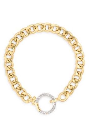 Meshmerise Diamond Circle Curb Chain Bracelet in Yellow Gold at Nordstrom Rack