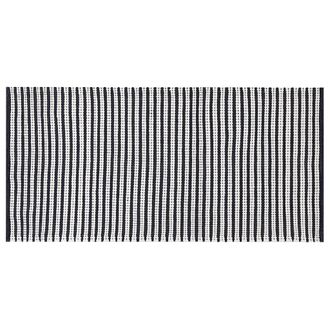 Beliani Alfombra De Algod&oacute;n Blanco Azul Marino 80 X 150 Cm Hecho A Mano Moderno Sofulu