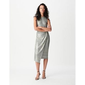 Ikks Mouwloze midi-jurk met iriserende ronde hals