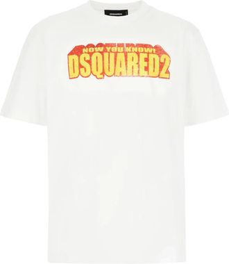 Dsquared2 Tops, Heren, Wit, M, Katoen, Casual Katoenen T-Shirt voor Mannen