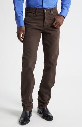 Tom Ford Western Corduroy Straight Leg Jeans in Dark Chocolate at Nordstrom, Size 32