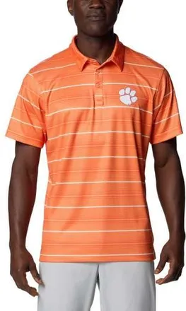 Columbia Mens Columbia Orange Clemson Tigers PFG Super Terminal Tackle Omni-Shade Stripe Polo at Nordstrom, Size Xx-Large