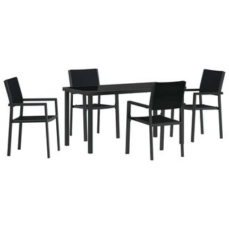 Berkfield Home 5 Piece Garden Dining Set Black Poly Rattan