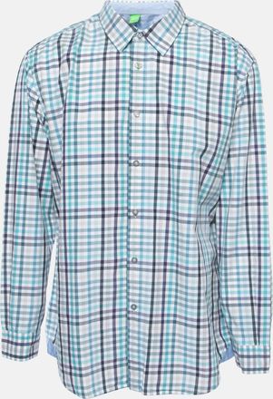 HUGO BOSS Boss By Hugo Boss Blue Checked Cotton Button Front Full Sleeve Shirt 3Xl