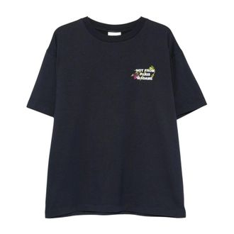 Dr&ocirc;le de Monsieur Tops, Heren, Blauw, M, Katoen, Vine Geborduurde Slogan T-shirt