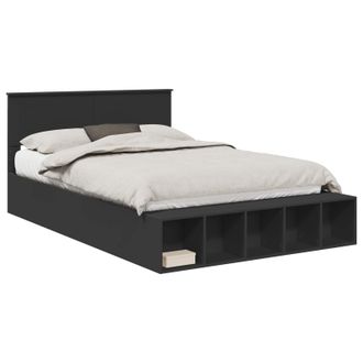 vidaXL Estructura De Cama Negro 150 X 200 Cm Madera Contrachapada Vidaxl
