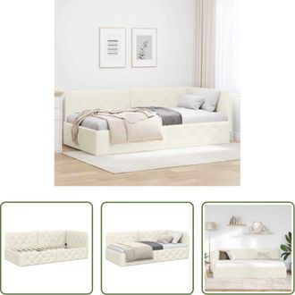 vidaXL Letto a L - Cornice del letto ad angolo Crema 90 x 200 cm Velluto