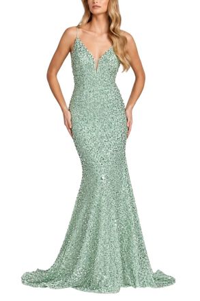 Nox Anabel Long Formal Fitted Prom Dress In Mint