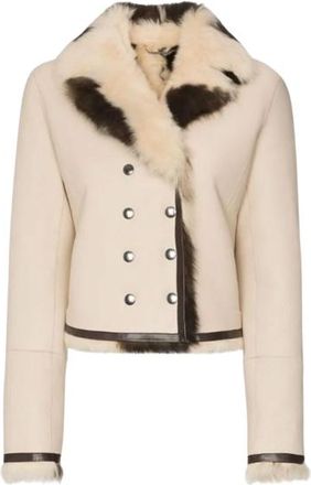 Chloé Cream Reversible Cropped Shearling Jacket Size XS