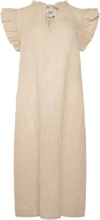 Tiffany & Co. Etta Frill Jurk - Dames - Casual kleedjes - Beige - Xs/S - Linnen - Kleedjes