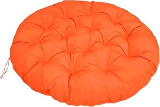 OEM Silla Redonda Giratoria De Rat&aacute;n Para Interior, 50x50 Cm, Con Coj&iacute;n Fut&oacute;n Y Decoraci&oacute;n Naranja