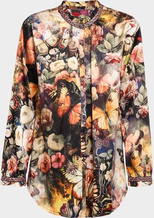 Johnny Was Yoella Embroidered Floral-Print Tunic