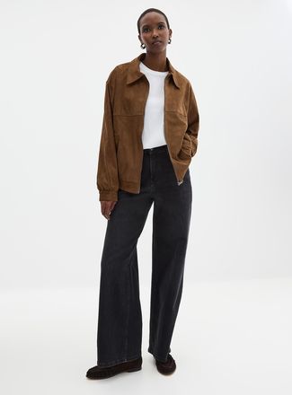 Contemporaine Womens Flowy faux-suede bomber jacket