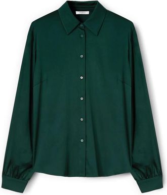 Motivi Satijnen Blouse - Dames - Overhemden - Groen - M - Satijn - Overhemden