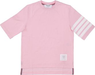 Thom Browne Light Pink Crew Neck Logo T-Shirt