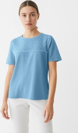 Vero Moda Blusentop VERO MODA VMALVA CROCHET SS TOP WVN GA, Damen, Gr. XS (34), blau (airy blau), Web, Obermaterial: 100% Polyester, unifarben, regular fit norm