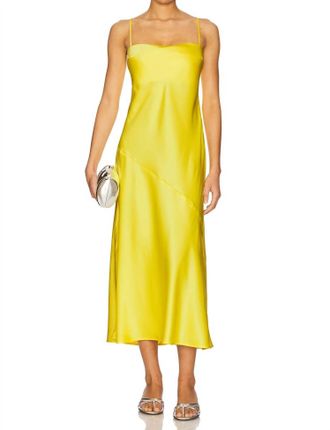 Susana Monaco Satin Bias Cut Slip Dress In Lemon