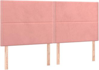 vidaXL Cabecero con luces led terciopelo rosa 200x5x118/128 cm Vidaxl