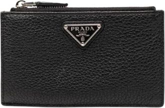 Prada Pre-owned Wallets, female, Black, Size: ONE SIZE Pre-owned Leather Card Case Coin Case