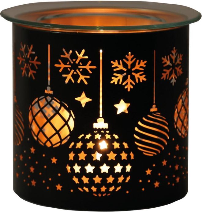 Woodbridge Candle Teelicht Duftlampe | Baubles Black & Gold | Aromalampe für Duftwachs | Deko Duftöl Lampe | Stimmungsvolle Raumduft Lampe | Geschenkidee Weihnachten | ab 14,95 €