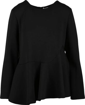 Meimeij Black Polyester-Blend Zip Blouse