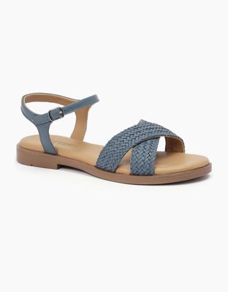 Hotter Womens Saskia Womens Wide Fit Sandals - Soft Blue Leather - Size: 4.5
