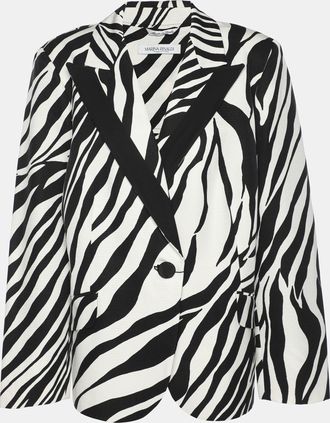 Marina Rinaldi Black/white Zebra Print Single Breasted Coat