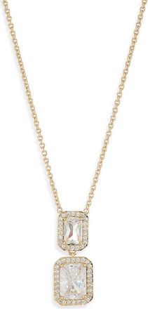 Nadri Halo Emerald Pendant Necklace in Gold at Nordstrom Rack
