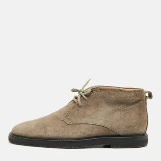 Tod's Tods Grey Suede Lace Up Ankle Length Boots