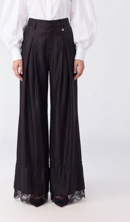 Giuseppe Di Morabito Pantaloni sartoriali a gamba larga con inserti in pizzo