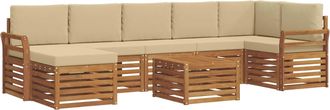 vidaXL Conjunto De Sof&aacute;s De Exterior 8 Uds. Natural Y Beige Vidaxl