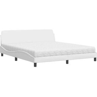 vidaXL Vidaxl - Cama Con Colch&oacute;n Cuero Sint&eacute;tico Blanco 180x200 Cm