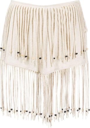Alanui Monsoon fringed miniskirt - women - Cotton/Acrylic/Linen/Flax - M - Neutrals