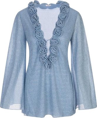 Oséree Overhemden, Dames, Blauw, L, Blauwe Metallic Bikini Badpak