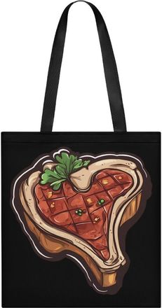 Generic T-Bone Steak Tote Bag for Women Men Shoulder Bags Purses Pouch Handbags