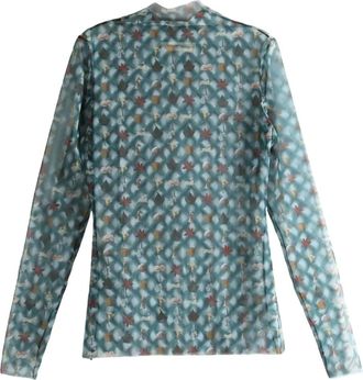 Yassmin Saleh long-sleeve patterned top - Blue