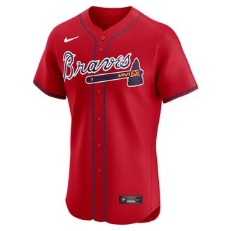 Nike Ronald Acu&ntilde;a Jr. Atlanta Braves Nike Mens Dri-FIT ADV MLB Elite Jersey in Red | 9B10AWA2AW9-871