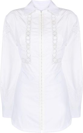 Marine Serre Household linen lace-trim shirtdress - women - Cotton/Elastane/Viscose - 36 - White