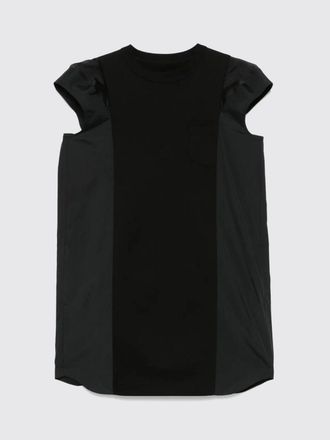 sacai Abito in cotone con pannelli a righe Sacai