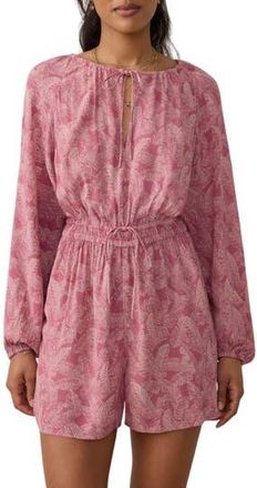 Faherty Kai Long Sleeve Romper in Dusty Rose Banana Leaf at Nordstrom Rack, Size Xx-Small
