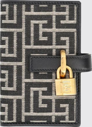 Balmain Portafoglio bifold in canvas con monogram PB e dettagli in pelle