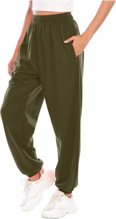 Generic Womens Jogging Bottoms Short Leg - Womens Sweatpants With Pockets Drawstring Elastic Waist Tracksuit Bottoms Women Loose Fit Solid Color Walking Trous