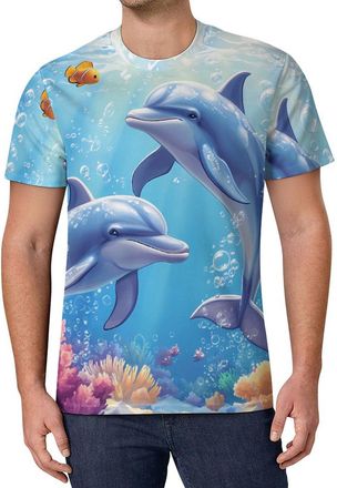 Generic Clownfish Dolphins Bubble Coral Mens T-Shirts Short Sleeve Casual Shirt Summer Sports Tees Tops