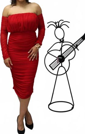 Cameo Nicoles Ruched Off Shoulder Midi Dress In Red