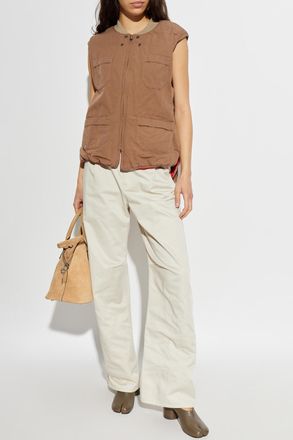 Maison Margiela Vest With Pockets, Womens, Brown