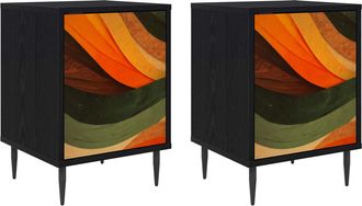 vidaXL Mesa De Noche Bonn 2 Uds. Roble Negro 36 X 33 X 51 Cm Vidaxl