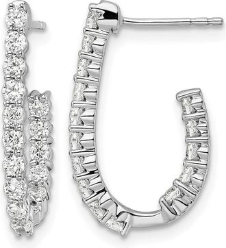 Diamond2Deal 14K White Gold 1 ct Lab Grown Diamond In and Out J- Hoop Earrings VS Clarity, G-H Color