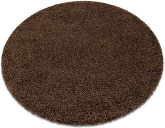 RugsX Tappeto soffi cerchio shaggy 5cm maro brown rotondo 120 cm