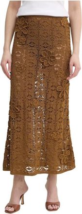 Pinko Anthemis Rok - Dames - Midirokken - Beige - L - Katoen - Rokken